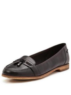 Clarks Angelica Crush Flat Shoes - Black Leather